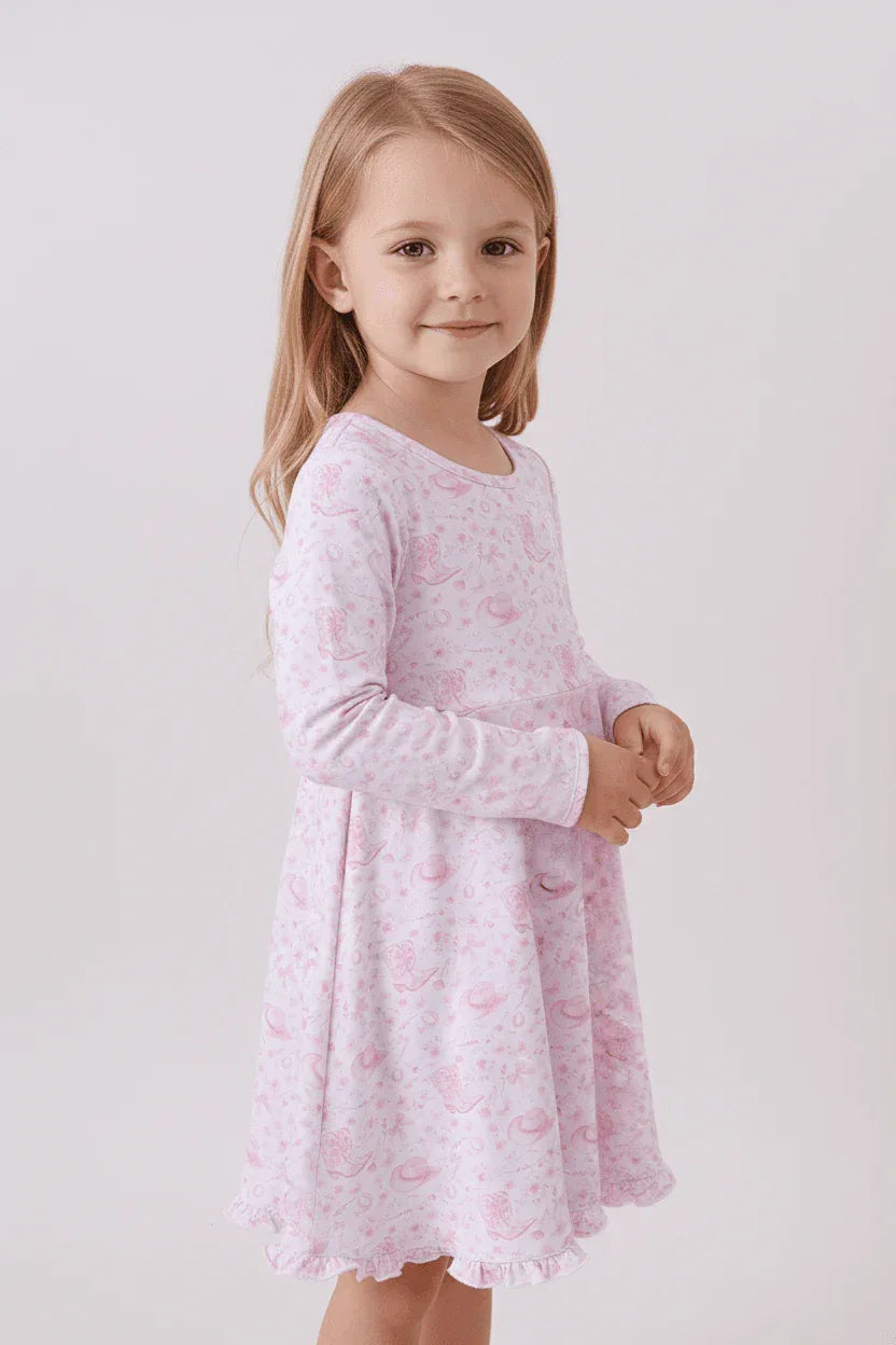 Premium Pink Boots Bamboo Dress - Essential Southern Charm