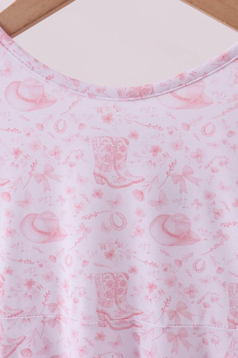 Premium Pink Boots Bamboo Dress - Essential Southern Charm
