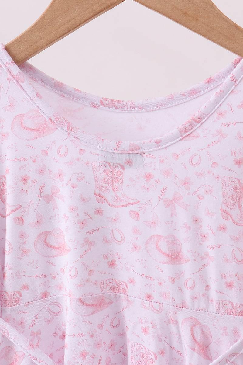 Premium Pink Boots Bamboo Dress - Essential Southern Charm