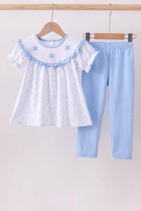 Premium Blue Snow Bow Pants Set - Essential Southern Charm