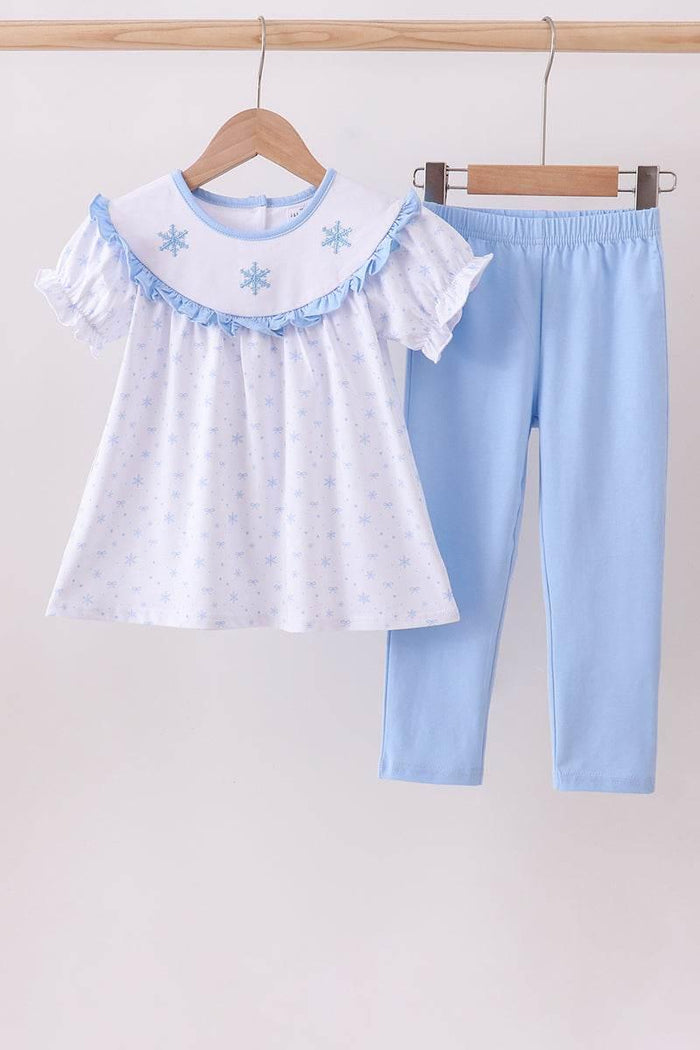Premium Blue Snow Bow Pants Set - Essential Southern Charm