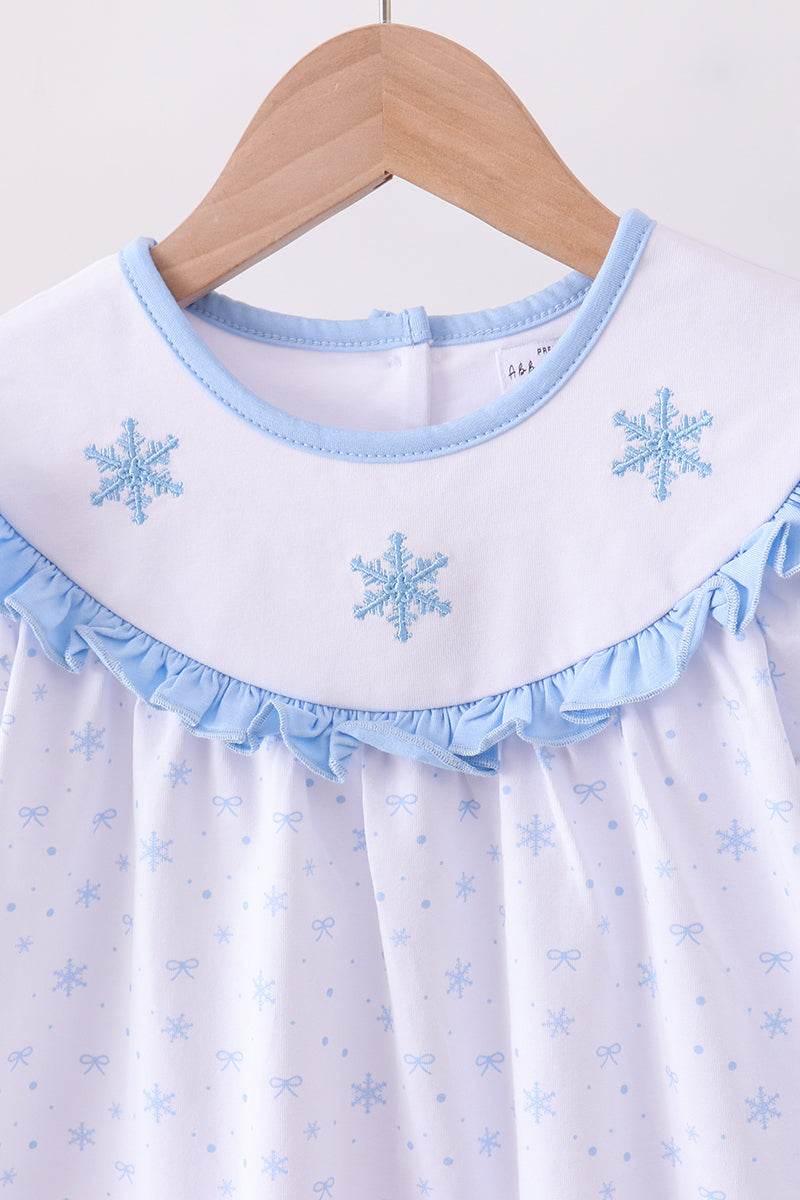 Premium Blue Snow Bow Pants Set - Essential Southern Charm