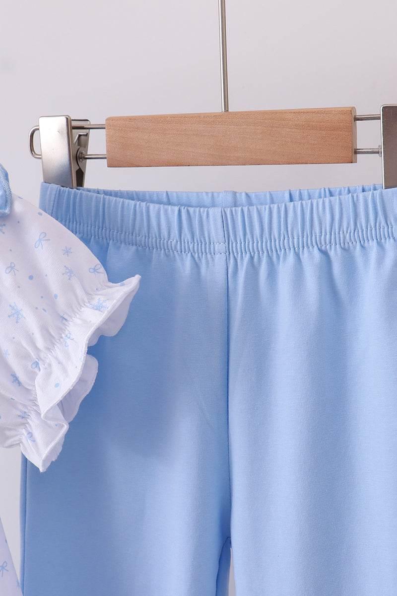 Premium Blue Snow Bow Pants Set - Essential Southern Charm