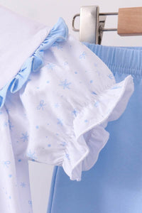 Premium Blue Snow Bow Pants Set - Essential Southern Charm