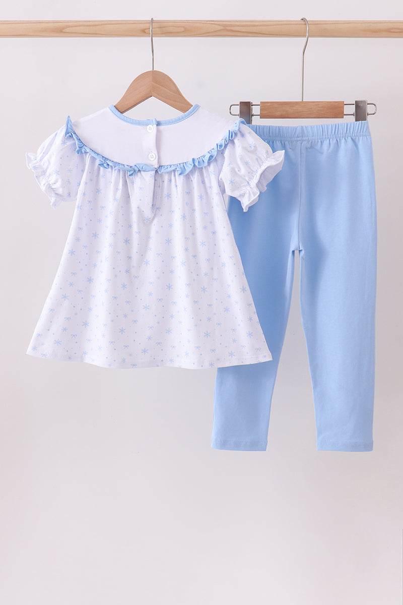 Premium Blue Snow Bow Pants Set - Essential Southern Charm