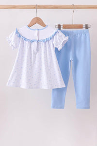 Premium Blue Snow Bow Pants Set - Essential Southern Charm