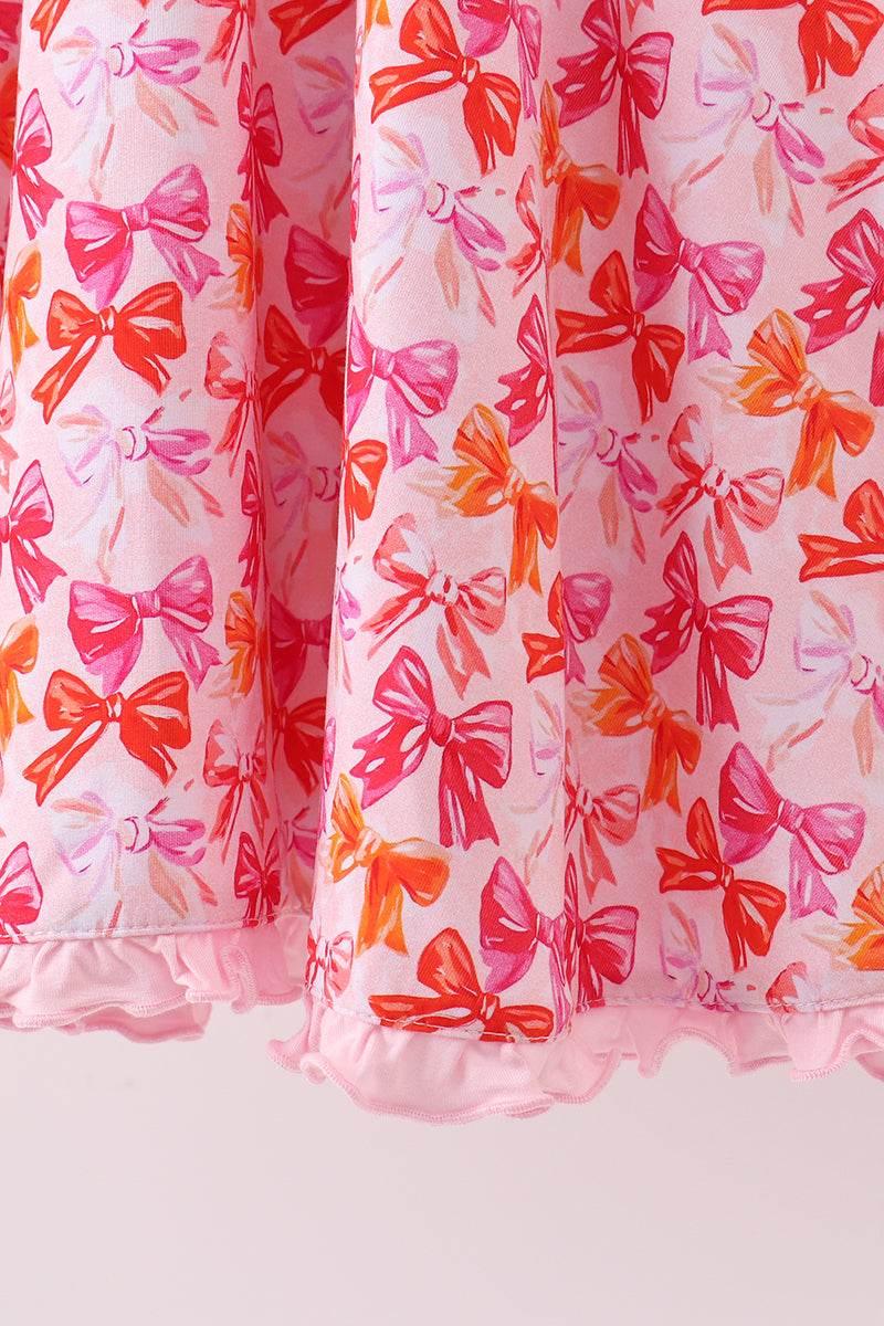 Premium Berry Blossom Bows Ruffle Bamboo Dress - Essential Southern Charm