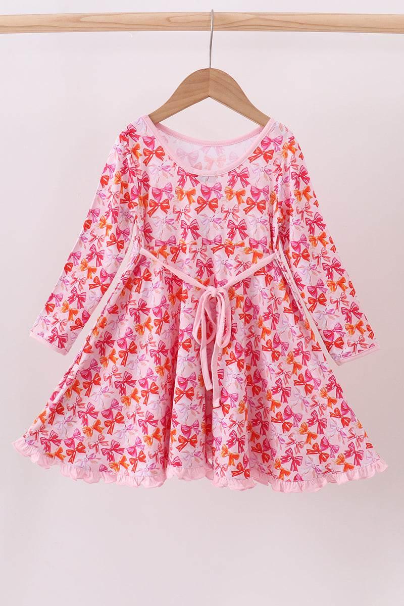 Premium Berry Blossom Bows Ruffle Bamboo Dress - Essential Southern Charm