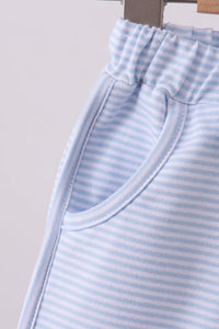 Premium Blue&white stripe bow shorts