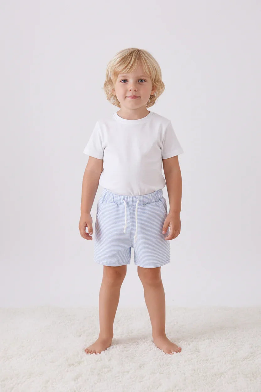 Premium Blue&white stripe drawstring shorts - Essential Southern Charm