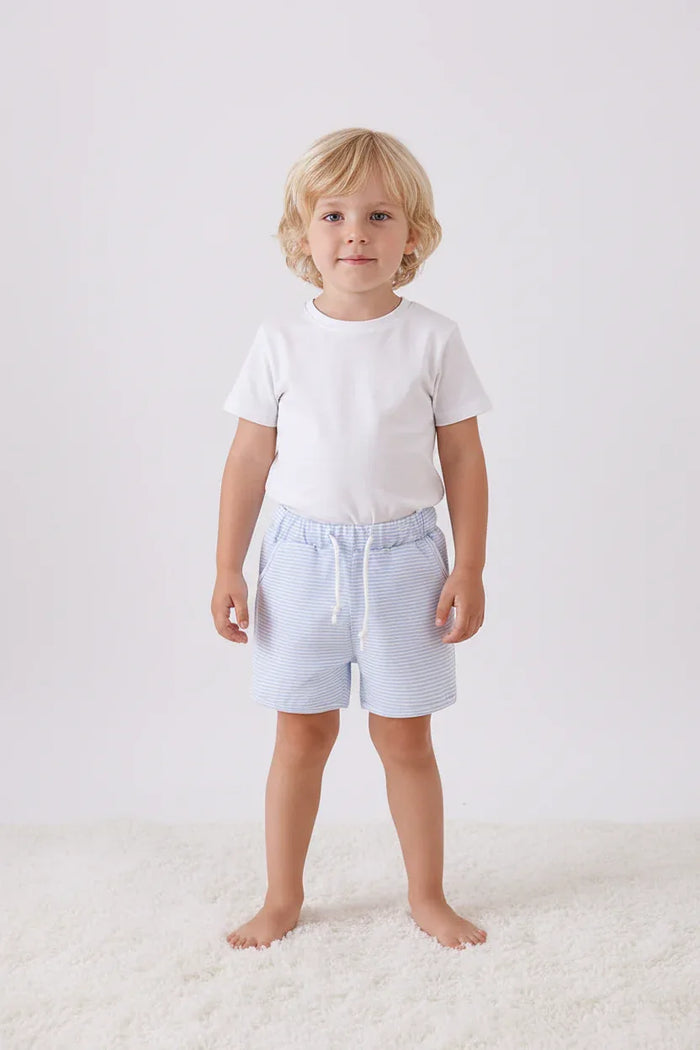 Premium Blue&white stripe drawstring shorts - Essential Southern Charm