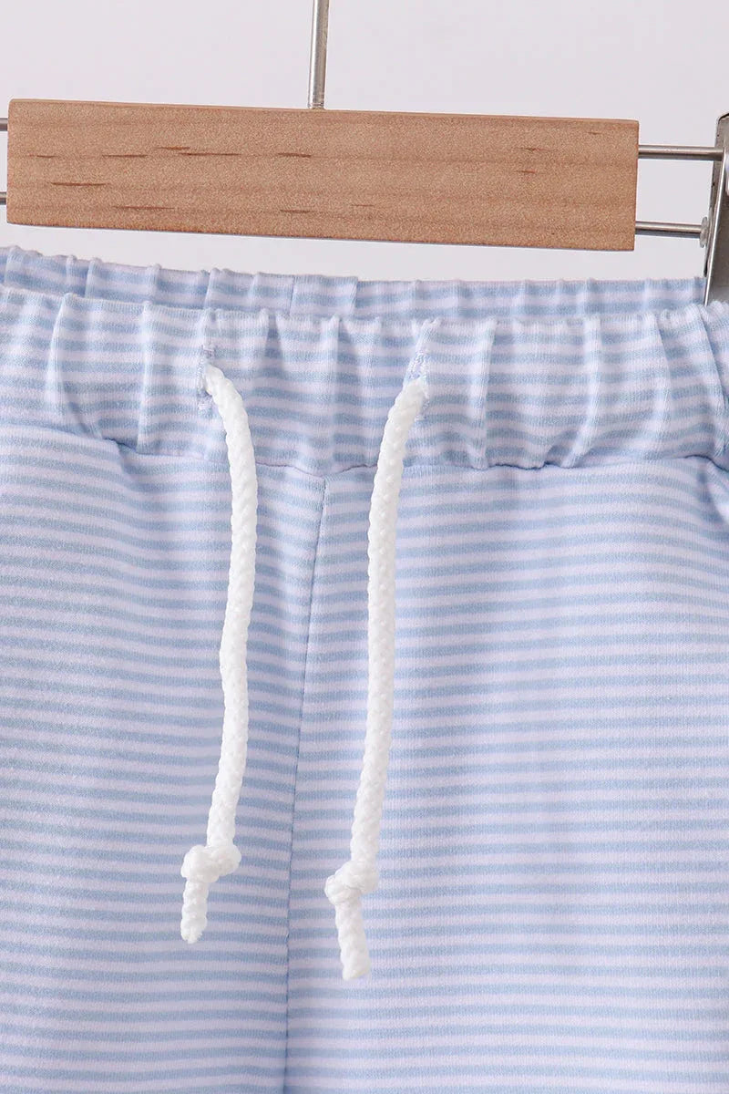 Premium Blue&white stripe drawstring shorts - Essential Southern Charm
