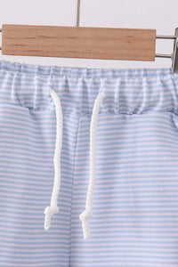 Premium Blue&white stripe drawstring shorts - Essential Southern Charm