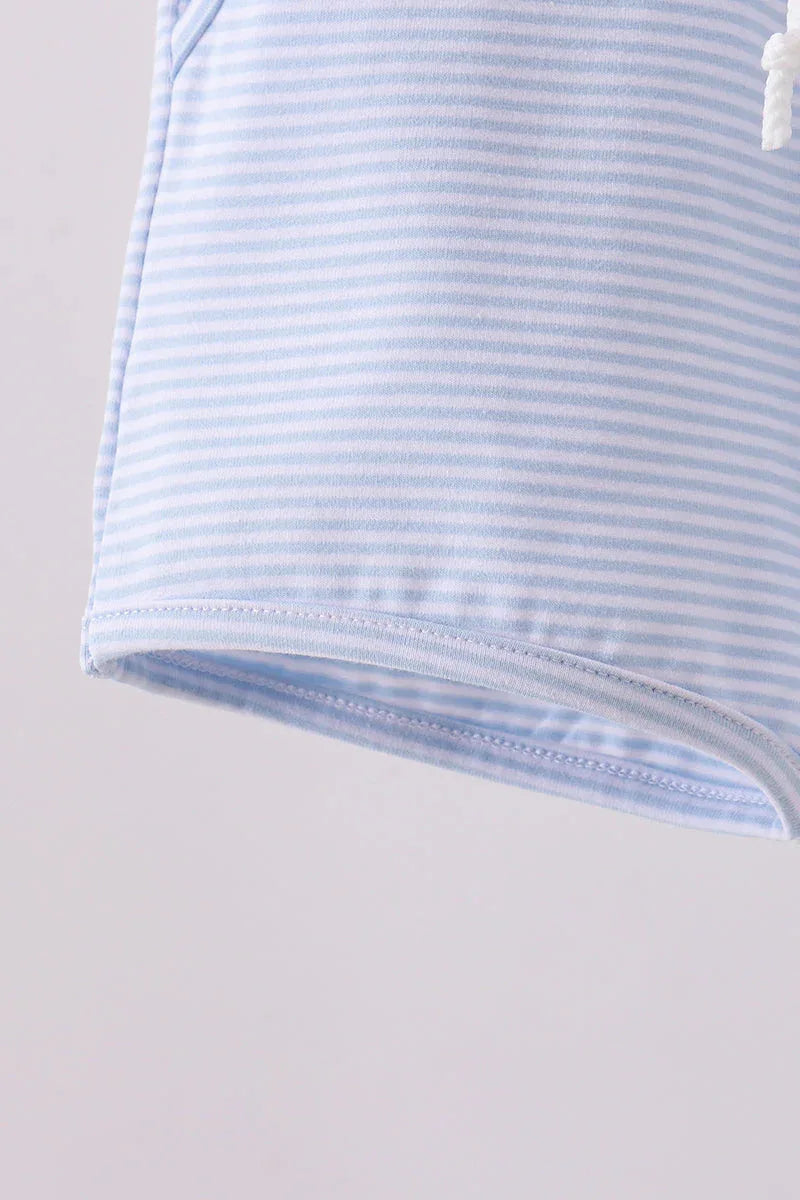 Premium Blue&white stripe drawstring shorts - Essential Southern Charm