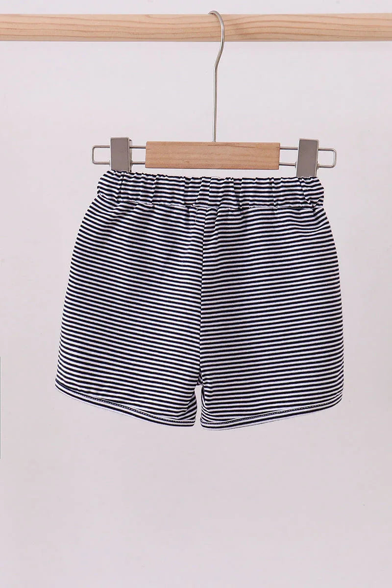 Premium Navy&white stripe drawstring shorts - Essential Southern Charm