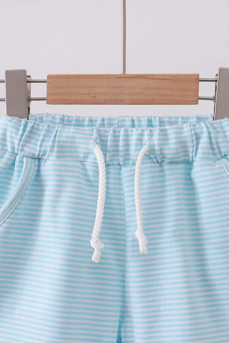 Premium Mint&white stripe drawstring shorts - Essential Southern Charm