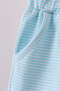 Premium Mint&white stripe drawstring shorts - Essential Southern Charm