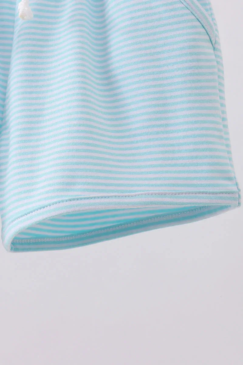 Premium Mint&white stripe drawstring shorts - Essential Southern Charm