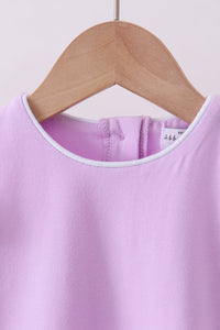 Flutter sleeve scalloped top - Purple