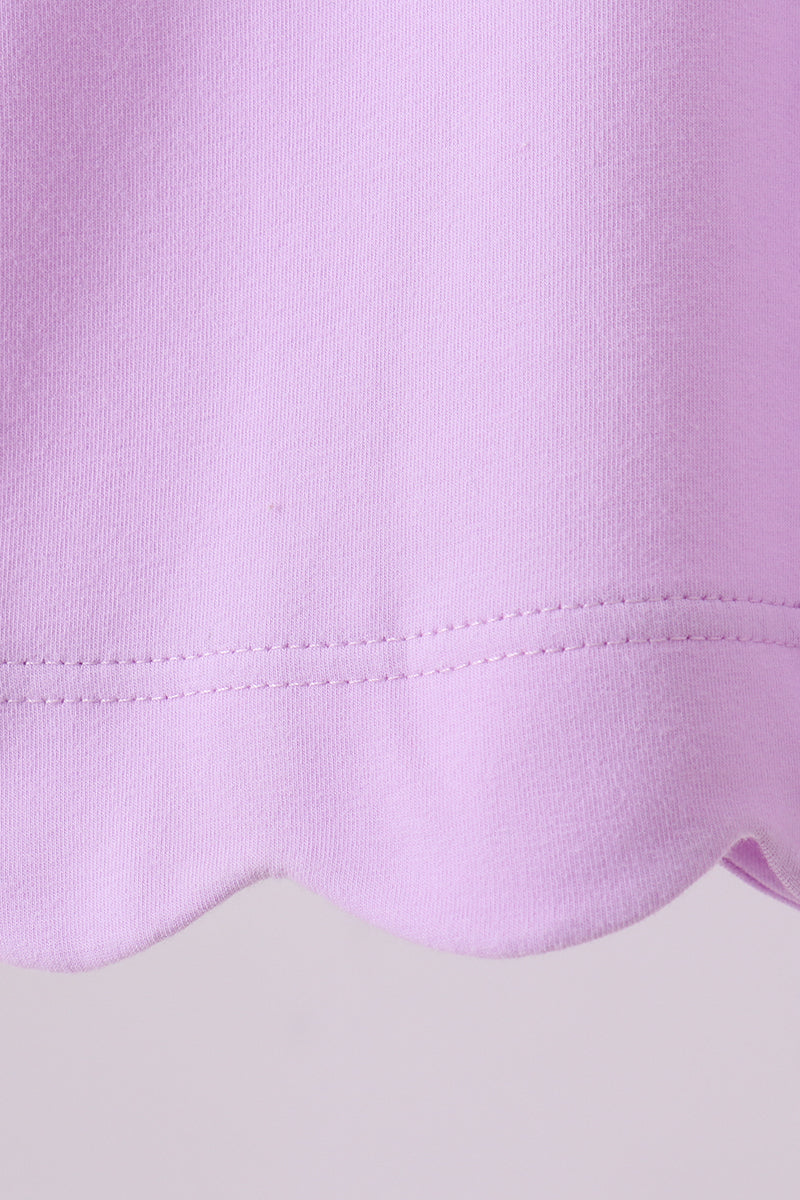 Flutter sleeve scalloped top - Purple