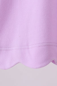 Flutter sleeve scalloped top - Purple