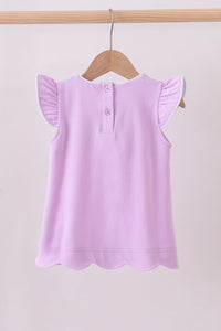 Flutter sleeve scalloped top - Purple