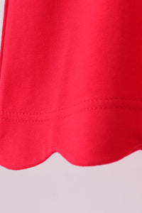 Flutter sleeve scalloped top - Red