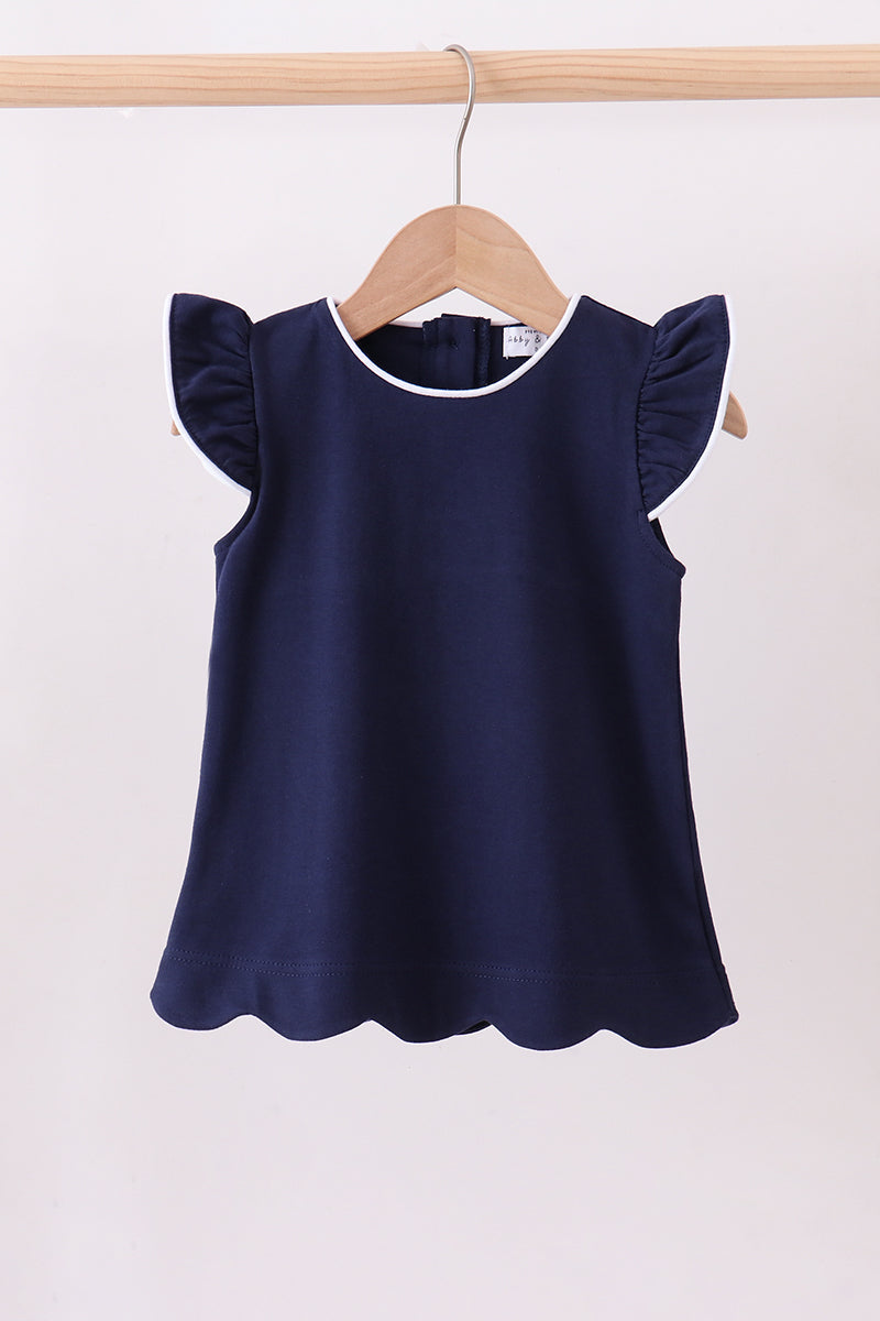 Flutter sleeve scalloped top