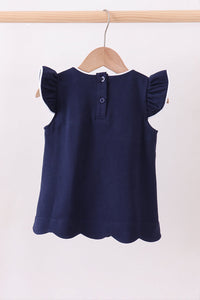 Flutter sleeve scalloped top