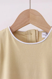 Khaki flutter sleeve scalloped top - Essential Southern Charm