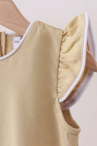 Khaki flutter sleeve scalloped top - Essential Southern Charm