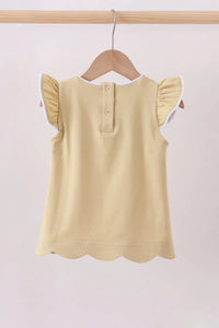 Khaki flutter sleeve scalloped top - Essential Southern Charm