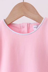 Flutter sleeve scalloped top - Pink