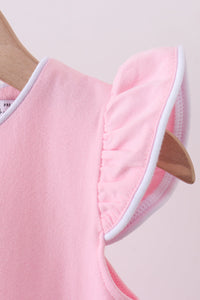 Flutter sleeve scalloped top - Pink