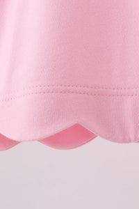 Flutter sleeve scalloped top - Pink