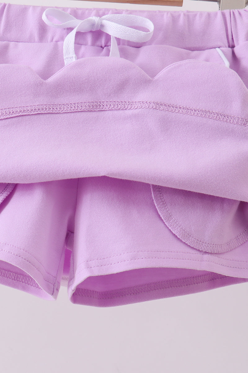 Scallop hem bow skort - Purple