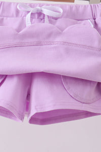 Scallop hem bow skort - Purple