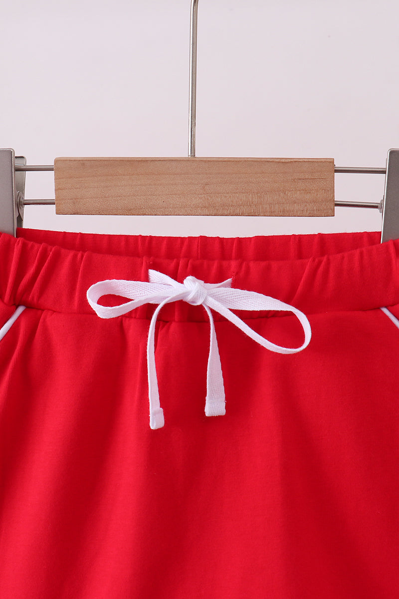 Scallop hem bow skort - Red