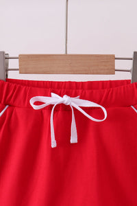 Scallop hem bow skort - Red