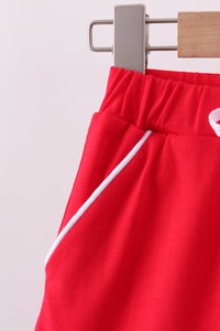 Scallop hem bow skort - Red