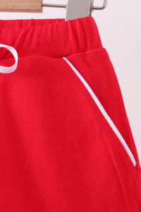 Scallop hem bow skort - Red