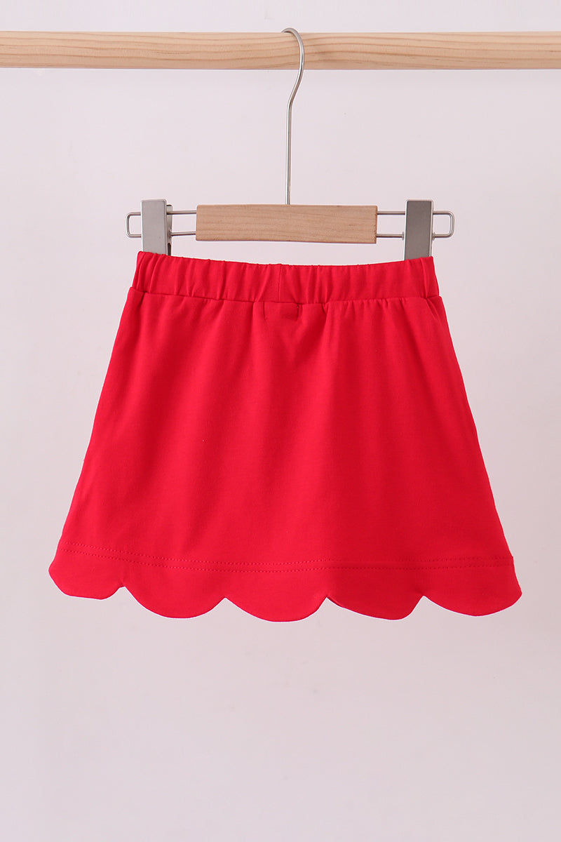 Scallop hem bow skort - Red