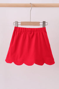 Scallop hem bow skort - Red