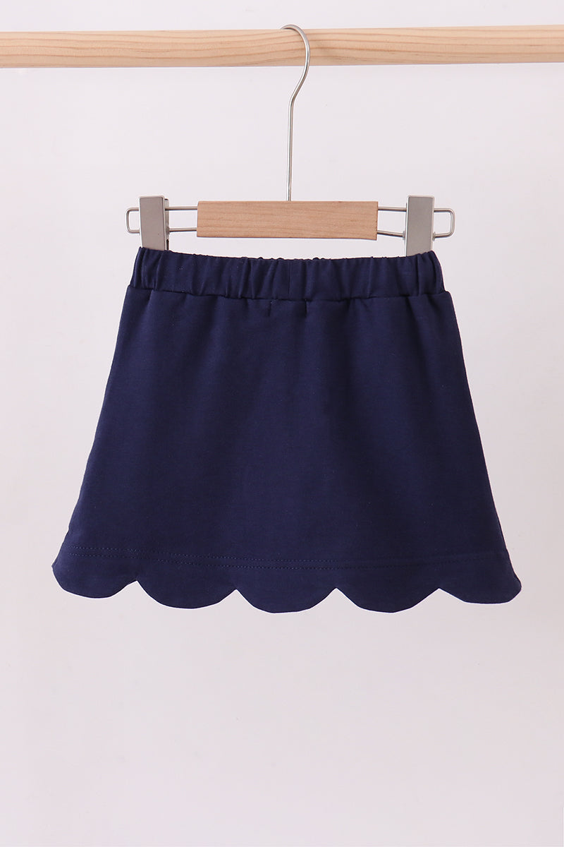 Scallop hem bow skort - Navy