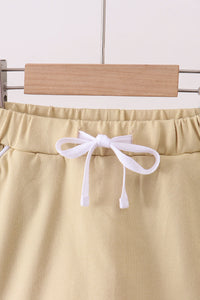 Scallop hem bow skort - Khaki