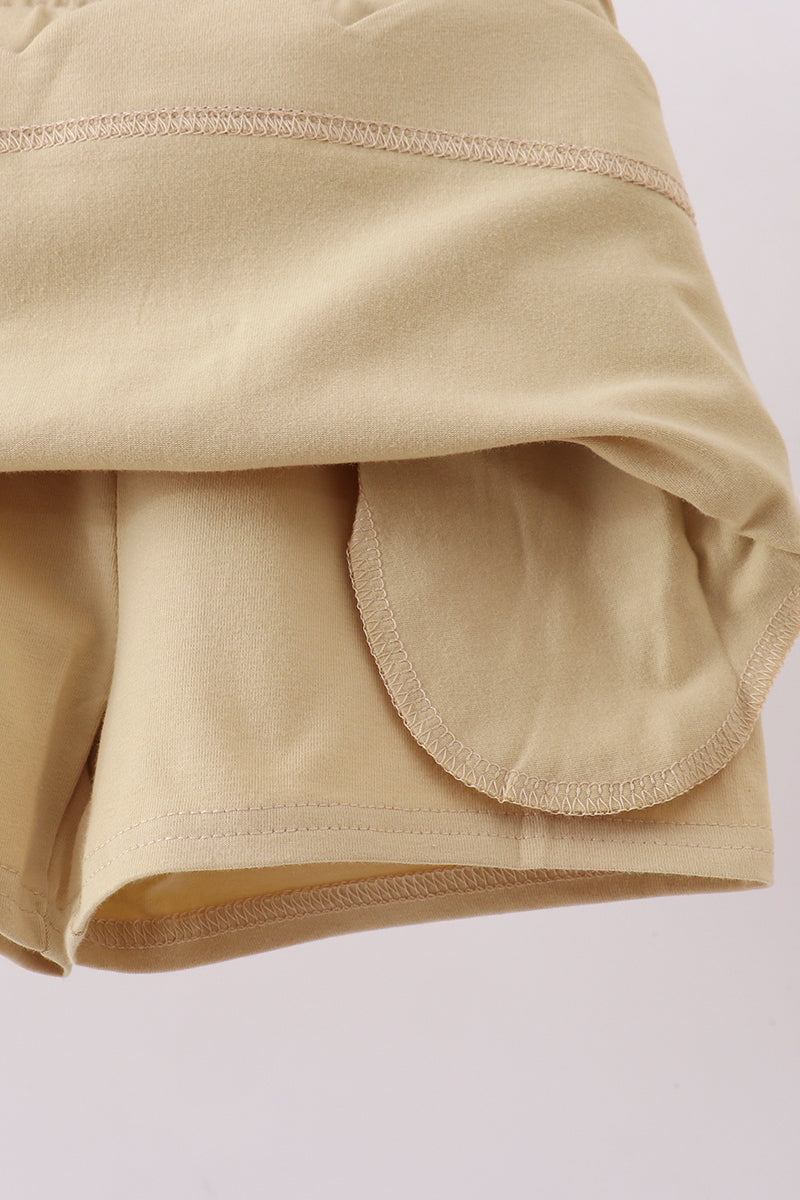 Scallop hem bow skort - Khaki
