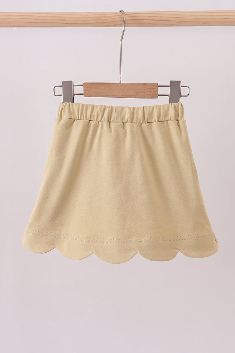 Scallop hem bow skort - Khaki