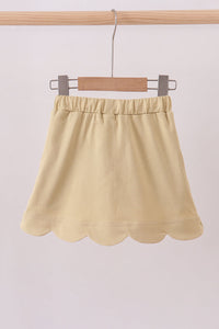 Scallop hem bow skort - Khaki