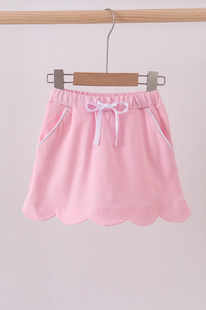 Scallop hem bow skort - Pink