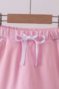 Scallop hem bow skort - Pink